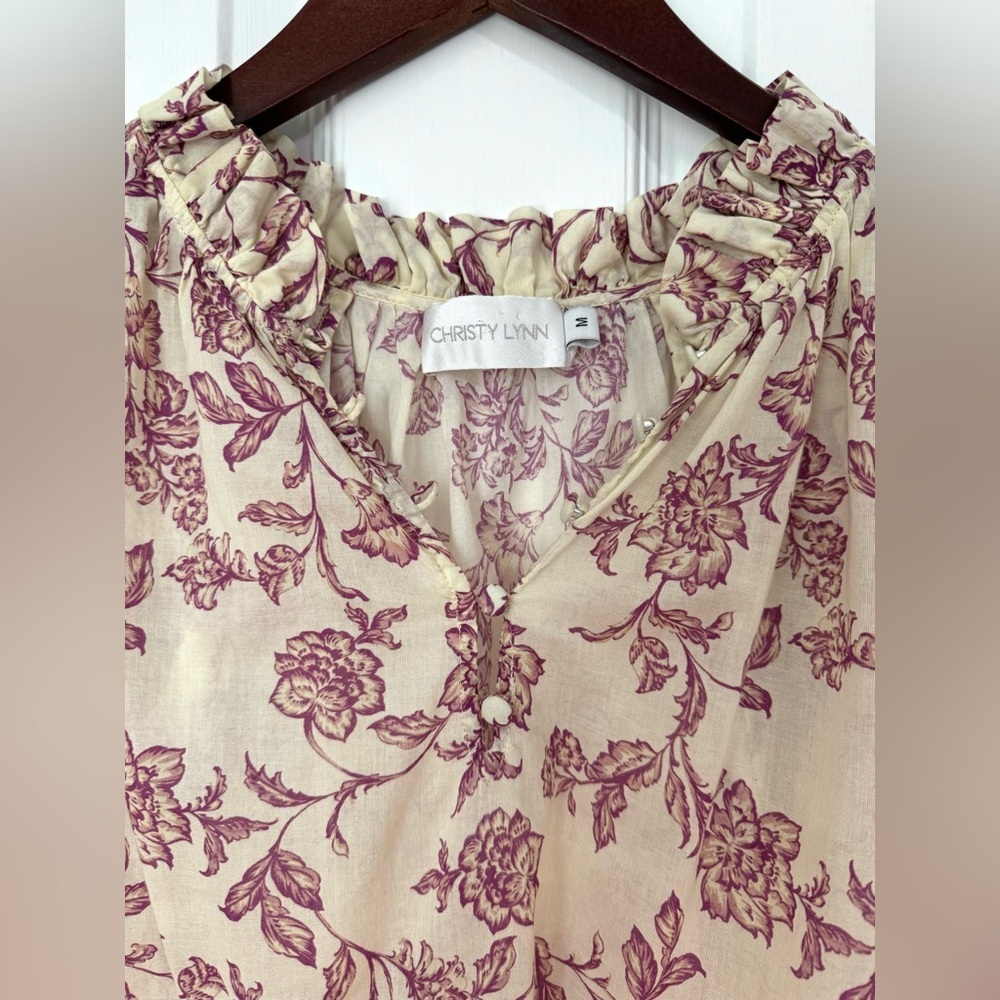 Christy Lynn Gigi Blouse in Raspberry Floral Medium - Picture 7 of 10